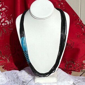 Onyx, Turquoise, Sterling Silver, Heishi Bead Necklace